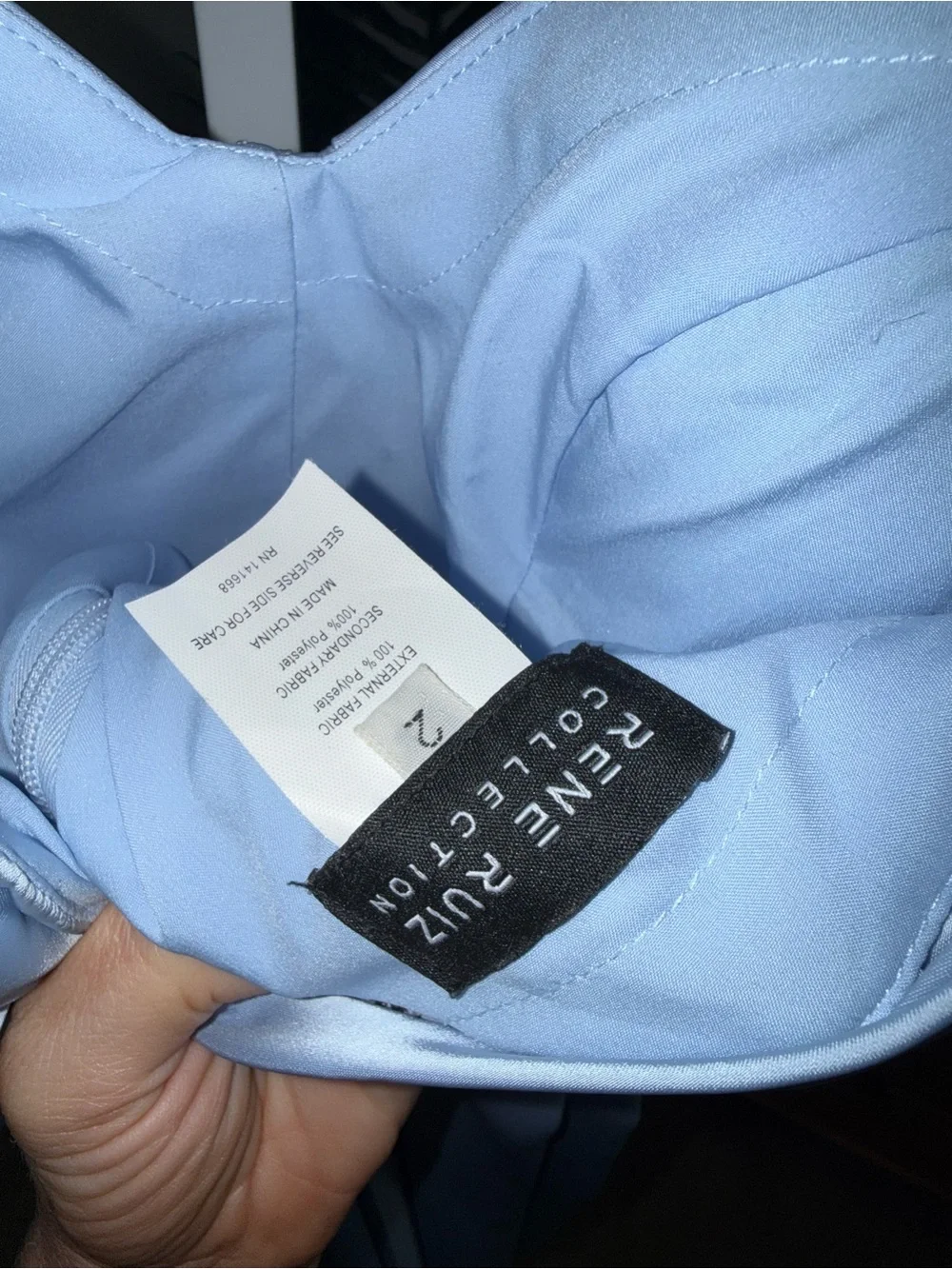 Rene Ruiz crepe speghetti sky blue Draped Gown‎ size 2